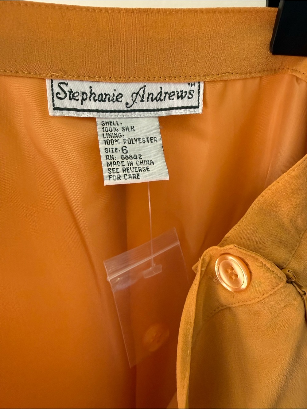 Vintage Stephanie Andrews 100% Silk Mustard Maxi A-Line Skirt Size 6 NWT - Picture 5 of 6